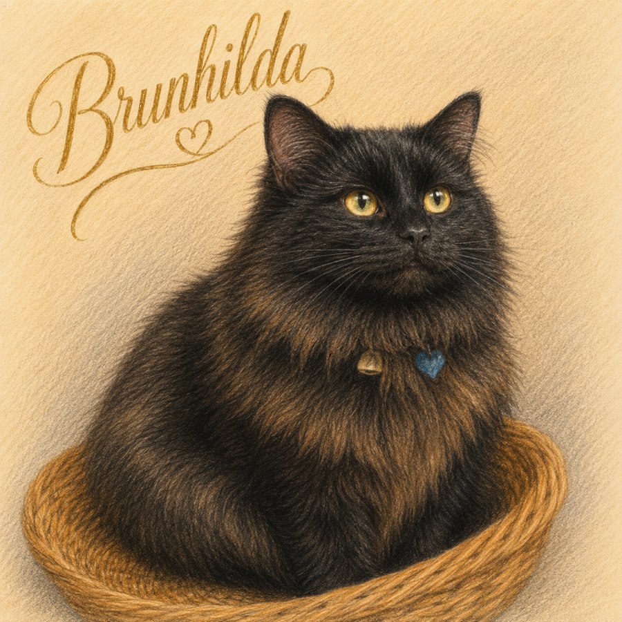 Brunhilda, a black cat
