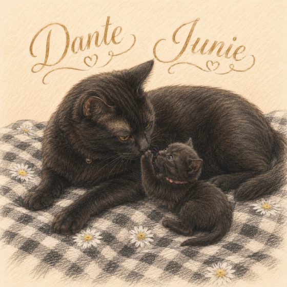Dante and Junie, two black cats