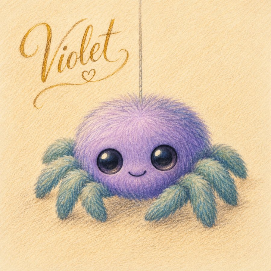 Violet, the purple-and-mint spider